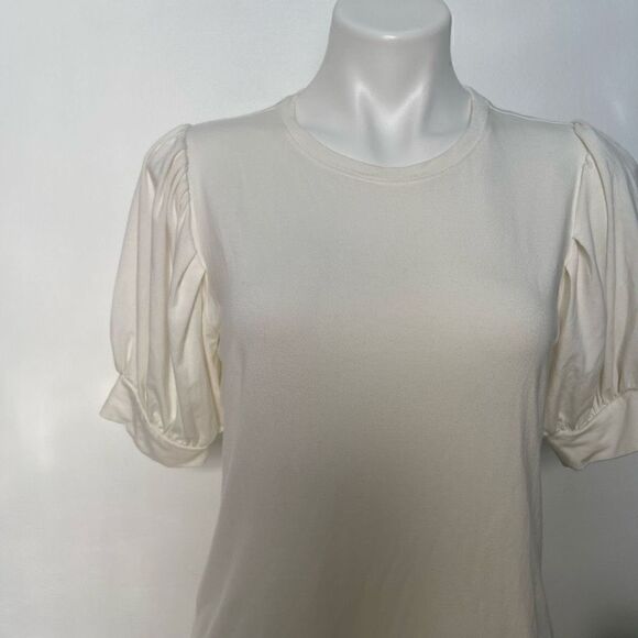 T Tahari Puff Ballon Sleeve Basic White Tee - Picture 8 of 9